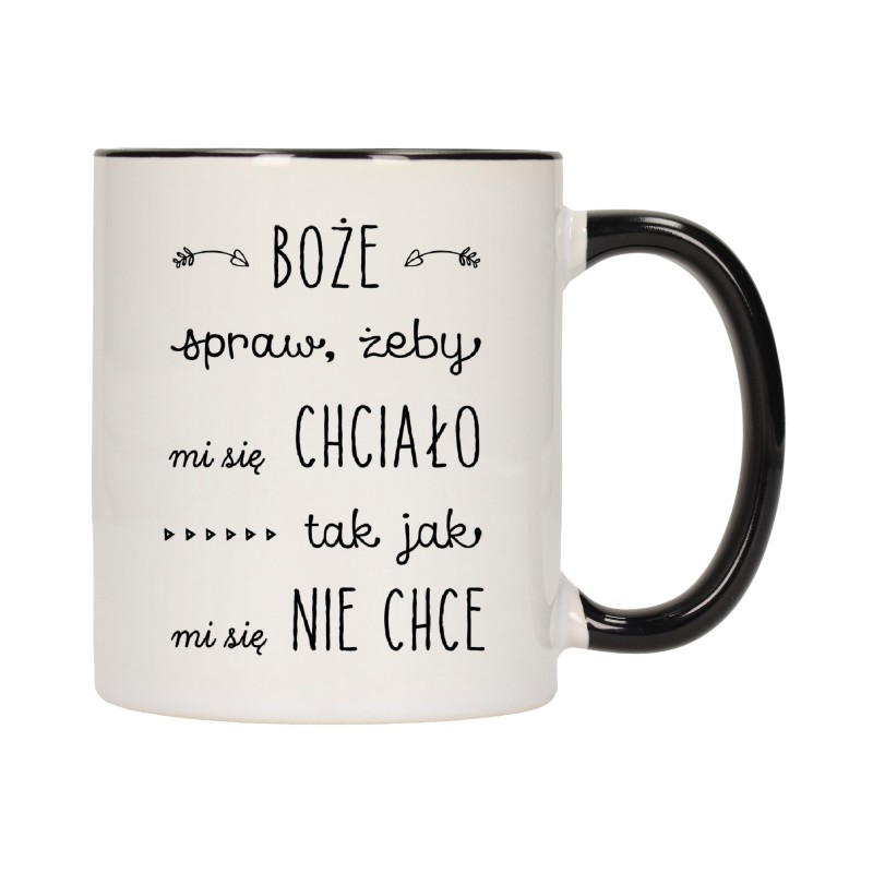 KUBEK KUBKI CZARNY ŚRODEK UCHO ŚMIESZNY ZABAWNY NAPIS PREZENT W263