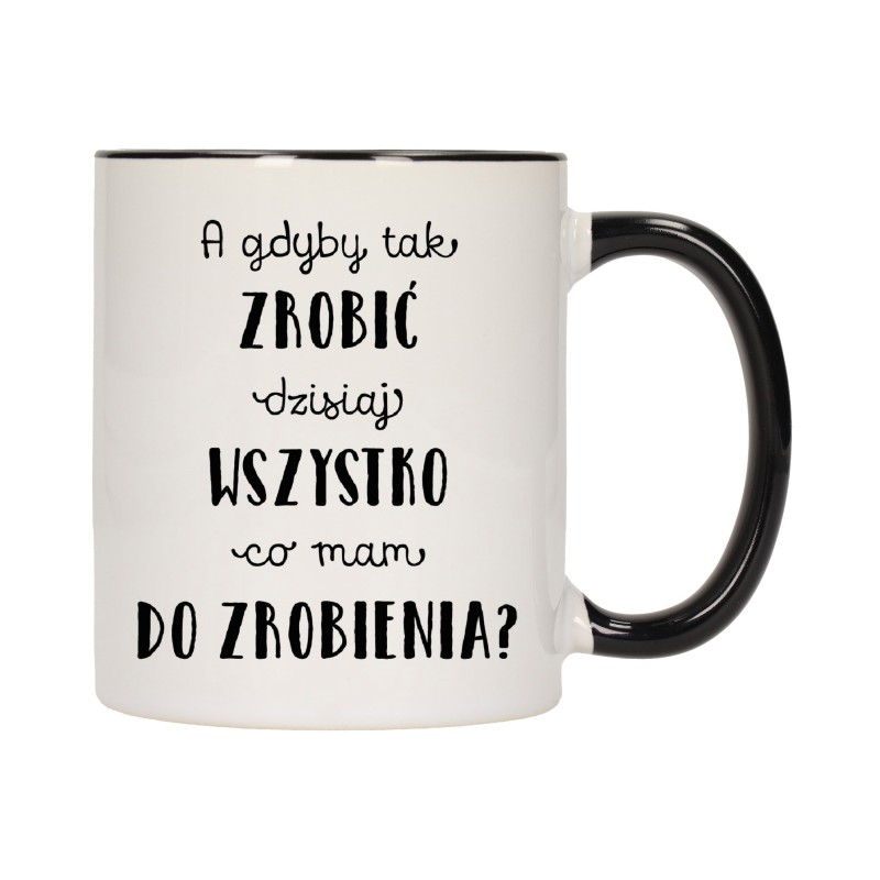 KUBEK KUBKI CZARNY ŚRODEK UCHO ŚMIESZNY ZABAWNY NAPIS PREZENT W262