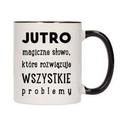 KUBEK KUBKI CZARNY ŚRODEK UCHO ŚMIESZNY ZABAWNY NAPIS PREZENT W272