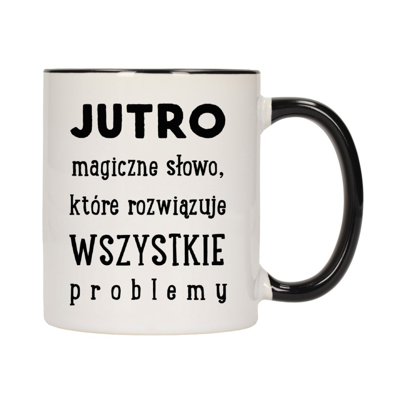 KUBEK KUBKI CZARNY ŚRODEK UCHO ŚMIESZNY ZABAWNY NAPIS PREZENT W272