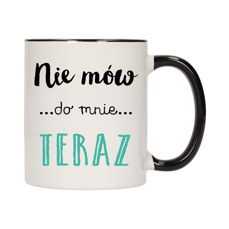 KUBEK KUBKI CZARNY ŚRODEK UCHO ŚMIESZNY ZABAWNY NAPIS PREZENT W276