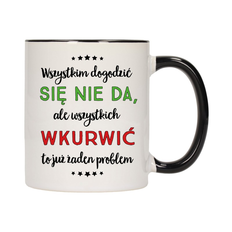 KUBEK KUBKI CZARNY ŚRODEK UCHO ŚMIESZNY ZABAWNY NAPIS PREZENT W282