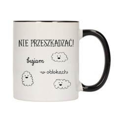 KUBEK KUBKI CZARNY ŚRODEK UCHO ŚMIESZNY ZABAWNY NAPIS PREZENT W277