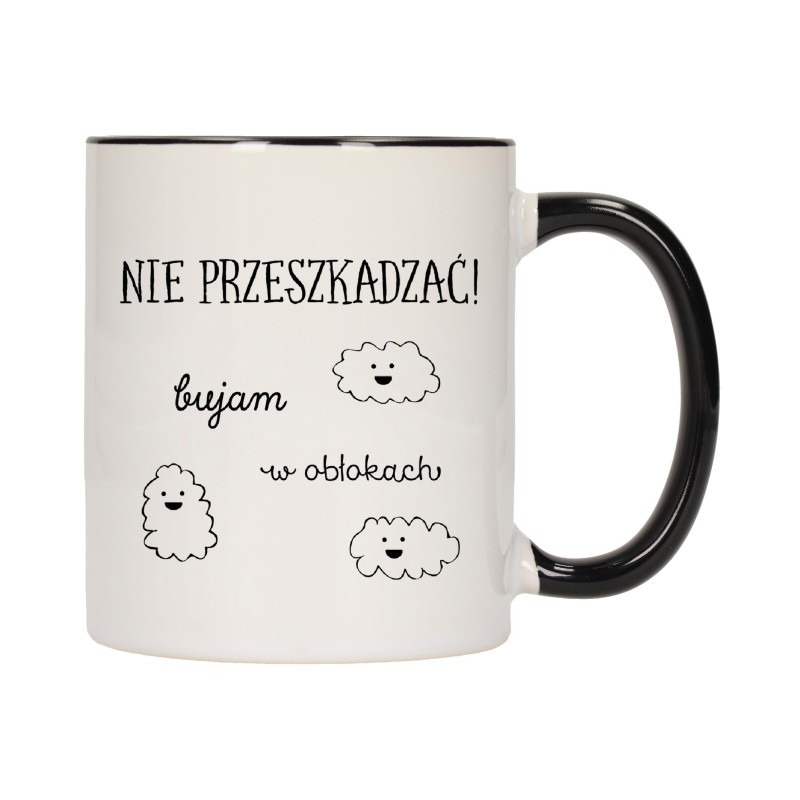 KUBEK KUBKI CZARNY ŚRODEK UCHO ŚMIESZNY ZABAWNY NAPIS PREZENT W277