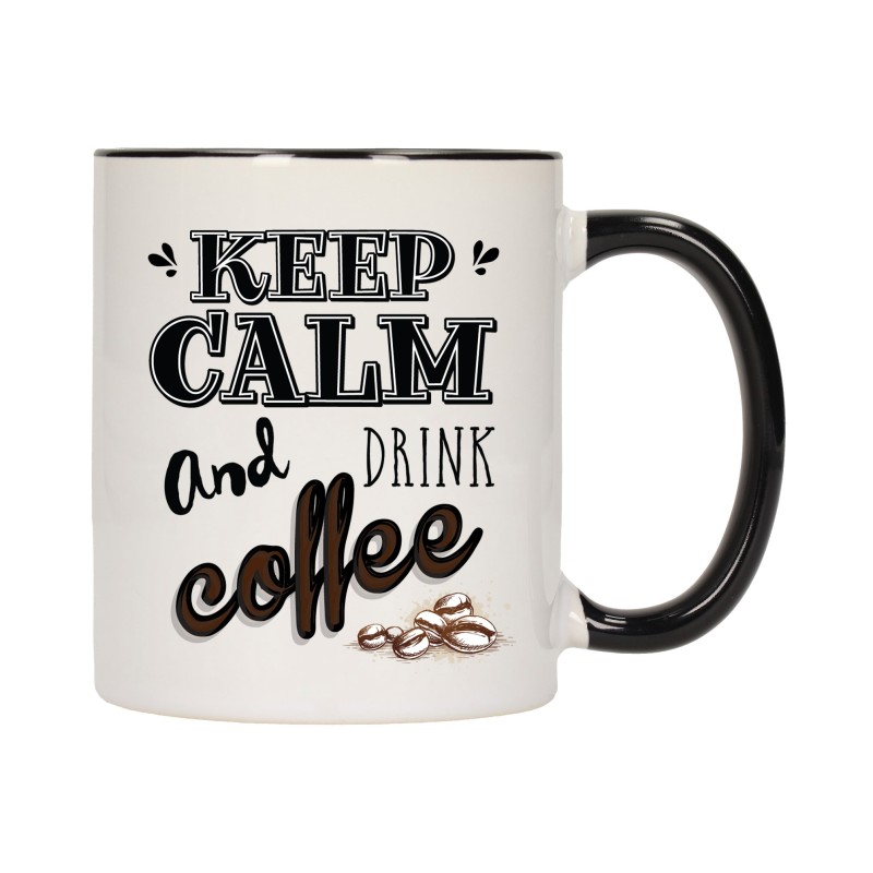 KUBEK KUBKI CZARNY ŚRODEK UCHO ŚMIESZNY ZABAWNY NAPIS PREZENT W660