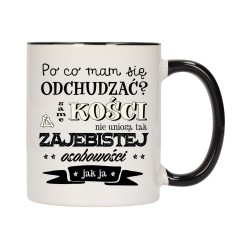 KUBEK KUBKI CZARNY ŚRODEK UCHO ŚMIESZNY ZABAWNY NAPIS PREZENT W659