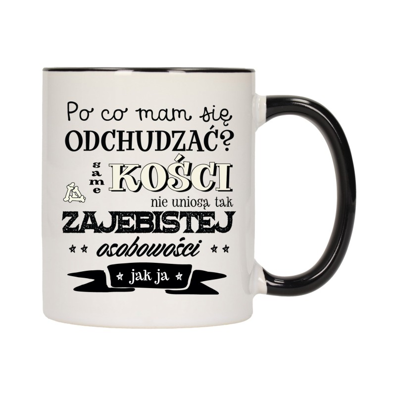 KUBEK KUBKI CZARNY ŚRODEK UCHO ŚMIESZNY ZABAWNY NAPIS PREZENT W659