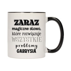 KUBEK KUBKI CZARNY ŚRODEK UCHO ŚMIESZNY ZABAWNY NAPIS PREZENT W646