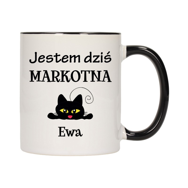 KUBEK KUBKI CZARNY ŚRODEK UCHO ŚMIESZNY ZABAWNY NAPIS PREZENT W642