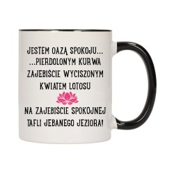 KUBEK KUBKI CZARNY ŚRODEK UCHO ŚMIESZNY ZABAWNY NAPIS PREZENT W635