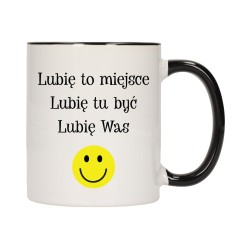 KUBEK KUBKI CZARNY ŚRODEK UCHO ŚMIESZNY ZABAWNY NAPIS PREZENT W634