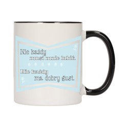 KUBEK KUBKI CZARNY ŚRODEK UCHO ŚMIESZNY ZABAWNY NAPIS PREZENT W612