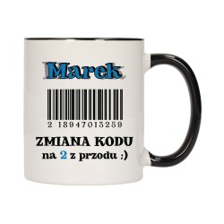 KUBEK KUBKI CZARNY ŚRODEK UCHO ŚMIESZNY ZABAWNY NAPIS PREZENT W610