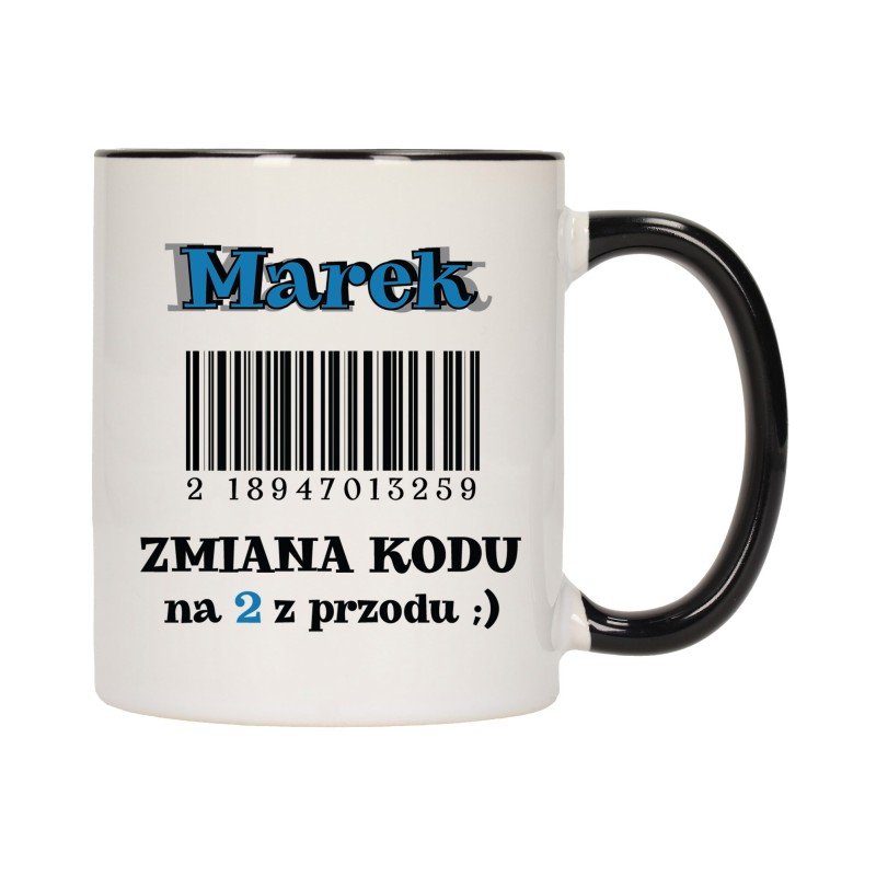 KUBEK KUBKI CZARNY ŚRODEK UCHO ŚMIESZNY ZABAWNY NAPIS PREZENT W610