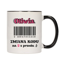 KUBEK KUBKI CZARNY ŚRODEK UCHO ŚMIESZNY ZABAWNY NAPIS PREZENT W608