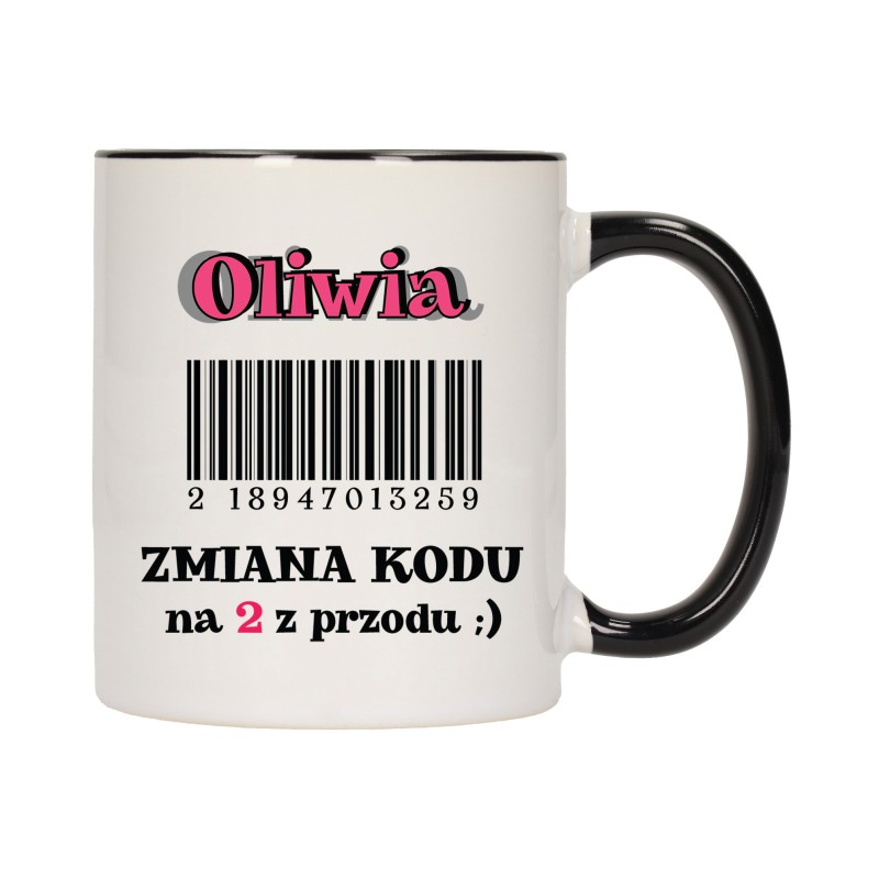 KUBEK KUBKI CZARNY ŚRODEK UCHO ŚMIESZNY ZABAWNY NAPIS PREZENT W608