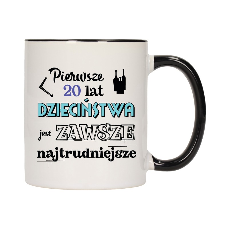 KUBEK KUBKI CZARNY ŚRODEK UCHO ŚMIESZNY ZABAWNY NAPIS PREZENT W607