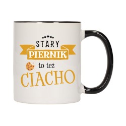 KUBEK KUBKI CZARNY ŚRODEK UCHO ŚMIESZNY ZABAWNY NAPIS PREZENT W602