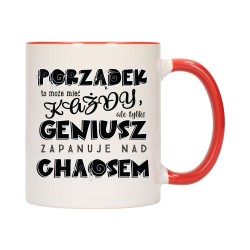 KUBEK KUBKI CZERWONY ŚRODEK UCHO ŚMIESZNY ZABAWNY NAPIS PREZENT W508