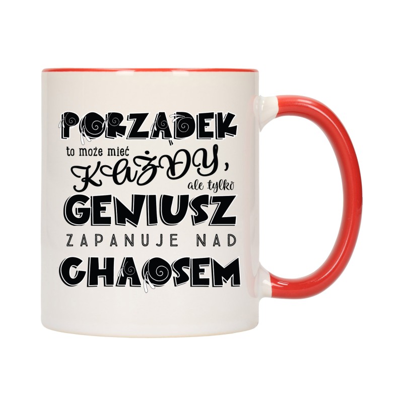 KUBEK KUBKI CZERWONY ŚRODEK UCHO ŚMIESZNY ZABAWNY NAPIS PREZENT W508