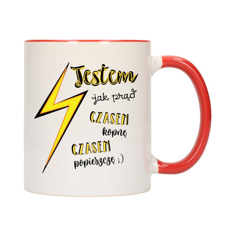 KUBEK KUBKI CZERWONY ŚRODEK UCHO ŚMIESZNY ZABAWNY NAPIS PREZENT W509