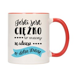 KUBEK KUBKI CZERWONY ŚRODEK UCHO ŚMIESZNY ZABAWNY NAPIS PREZENT W491