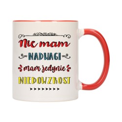 KUBEK KUBKI CZERWONY ŚRODEK UCHO ŚMIESZNY ZABAWNY NAPIS PREZENT W490