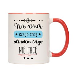 KUBEK KUBKI CZERWONY ŚRODEK UCHO ŚMIESZNY ZABAWNY NAPIS PREZENT W489