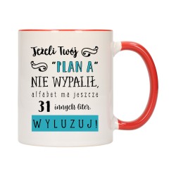 KUBEK KUBKI CZERWONY ŚRODEK UCHO ŚMIESZNY ZABAWNY NAPIS PREZENT W484