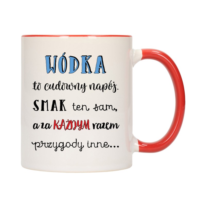 KUBEK KUBKI CZERWONY ŚRODEK UCHO ŚMIESZNY ZABAWNY NAPIS PREZENT W466