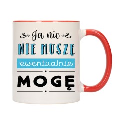 KUBEK KUBKI CZERWONY ŚRODEK UCHO ŚMIESZNY ZABAWNY NAPIS PREZENT W435