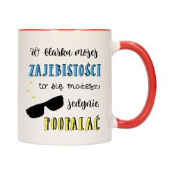 KUBEK KUBKI CZERWONY ŚRODEK UCHO ŚMIESZNY ZABAWNY NAPIS PREZENT W430