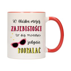 KUBEK KUBKI CZERWONY ŚRODEK UCHO ŚMIESZNY ZABAWNY NAPIS PREZENT W429