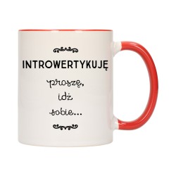 KUBEK KUBKI CZERWONY ŚRODEK UCHO ŚMIESZNY ZABAWNY NAPIS PREZENT W410