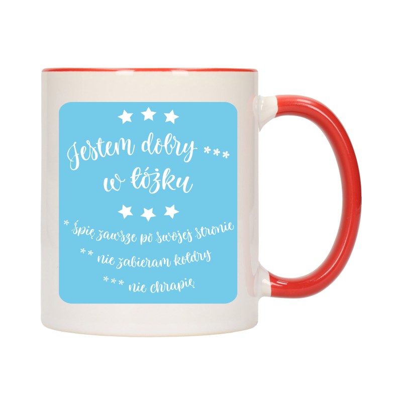 KUBEK KUBKI CZERWONY ŚRODEK UCHO ŚMIESZNY ZABAWNY NAPIS PREZENT W414