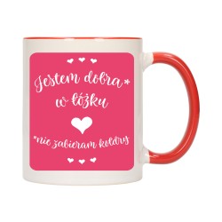 KUBEK KUBKI CZERWONY ŚRODEK UCHO ŚMIESZNY ZABAWNY NAPIS PREZENT W407
