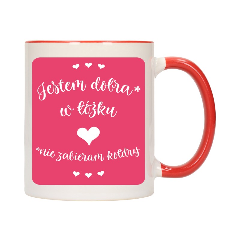 KUBEK KUBKI CZERWONY ŚRODEK UCHO ŚMIESZNY ZABAWNY NAPIS PREZENT W407