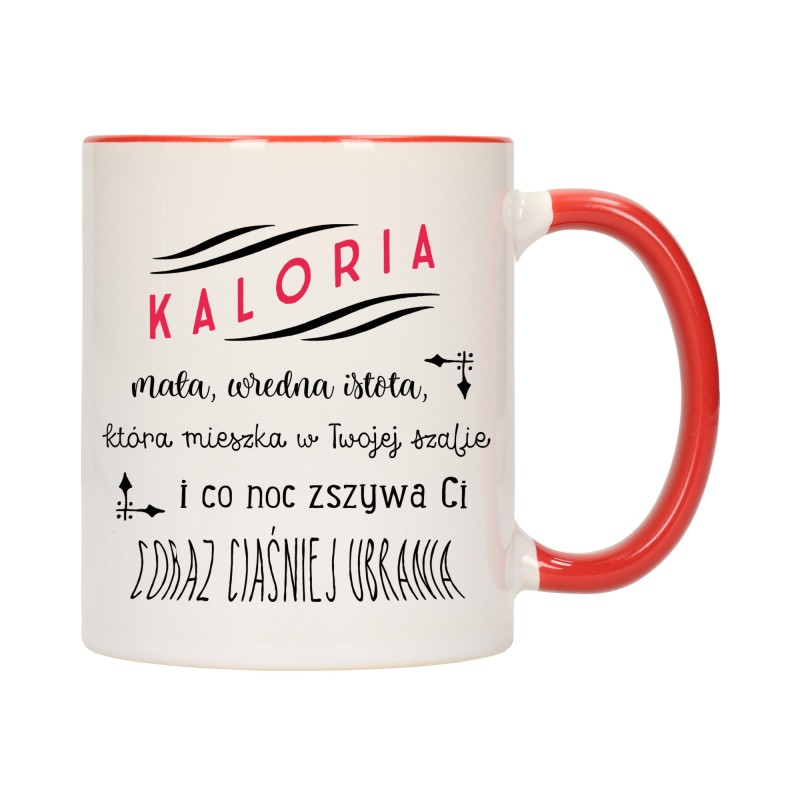 KUBEK KUBKI CZERWONY ŚRODEK UCHO ŚMIESZNY ZABAWNY NAPIS PREZENT W400