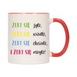 KUBEK KUBKI CZERWONY ŚRODEK UCHO ŚMIESZNY ZABAWNY NAPIS PREZENT W399
