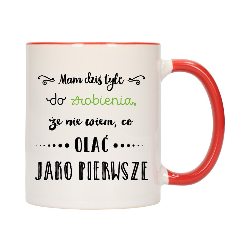 KUBEK KUBKI CZERWONY ŚRODEK UCHO ŚMIESZNY ZABAWNY NAPIS PREZENT W274