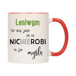 KUBEK KUBKI CZERWONY ŚRODEK UCHO ŚMIESZNY ZABAWNY NAPIS PREZENT W273