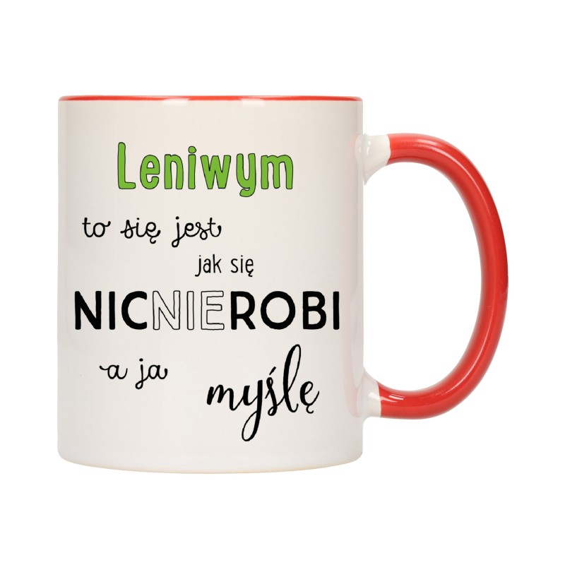 KUBEK KUBKI CZERWONY ŚRODEK UCHO ŚMIESZNY ZABAWNY NAPIS PREZENT W273