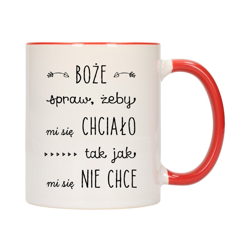 KUBEK KUBKI CZERWONY ŚRODEK UCHO ŚMIESZNY ZABAWNY NAPIS PREZENT W263