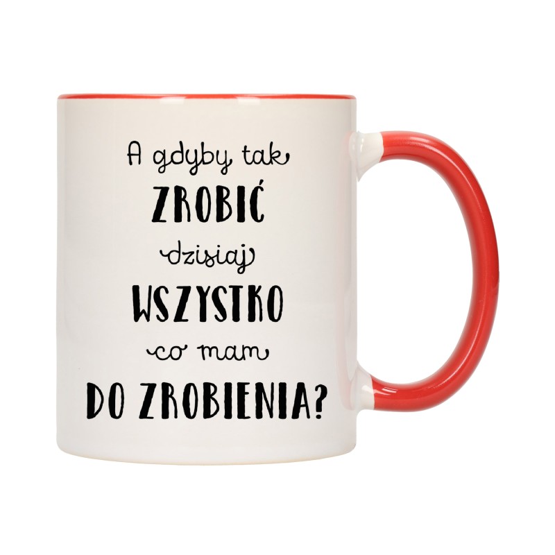 KUBEK KUBKI CZERWONY ŚRODEK UCHO ŚMIESZNY ZABAWNY NAPIS PREZENT W262