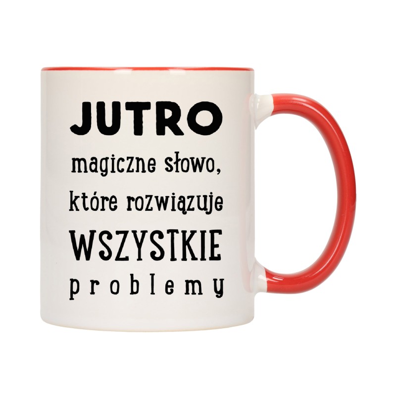 KUBEK KUBKI CZERWONY ŚRODEK UCHO ŚMIESZNY ZABAWNY NAPIS PREZENT W272