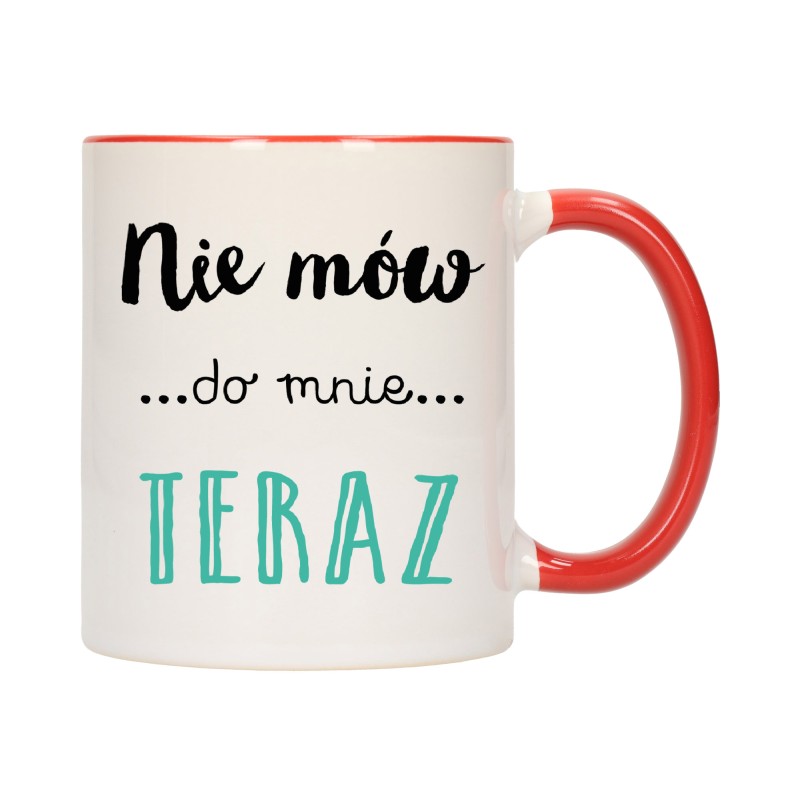 KUBEK KUBKI CZERWONY ŚRODEK UCHO ŚMIESZNY ZABAWNY NAPIS PREZENT W276