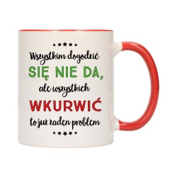 KUBEK KUBKI CZERWONY ŚRODEK UCHO ŚMIESZNY ZABAWNY NAPIS PREZENT W282