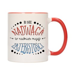 KUBEK KUBKI CZERWONY ŚRODEK UCHO ŚMIESZNY ZABAWNY NAPIS PREZENT W279
