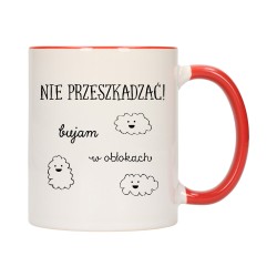 KUBEK KUBKI CZERWONY ŚRODEK UCHO ŚMIESZNY ZABAWNY NAPIS PREZENT W277