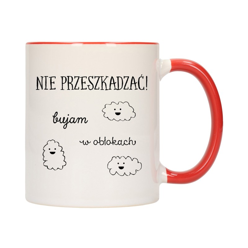 KUBEK KUBKI CZERWONY ŚRODEK UCHO ŚMIESZNY ZABAWNY NAPIS PREZENT W277
